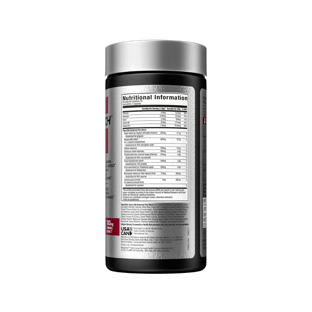 Muscletech Hydroxycut 100 Capsules Nutritional Information