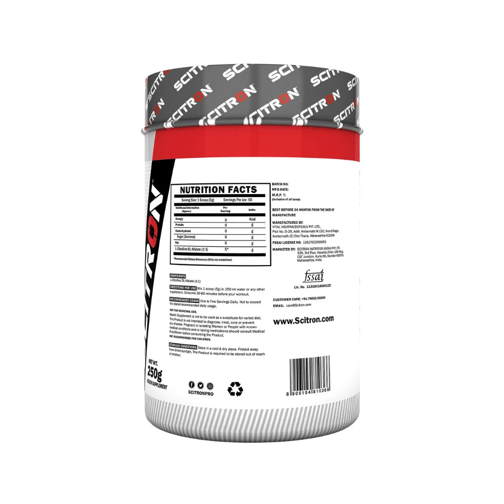 Scitron Citrulline Malate Nutrition Facts