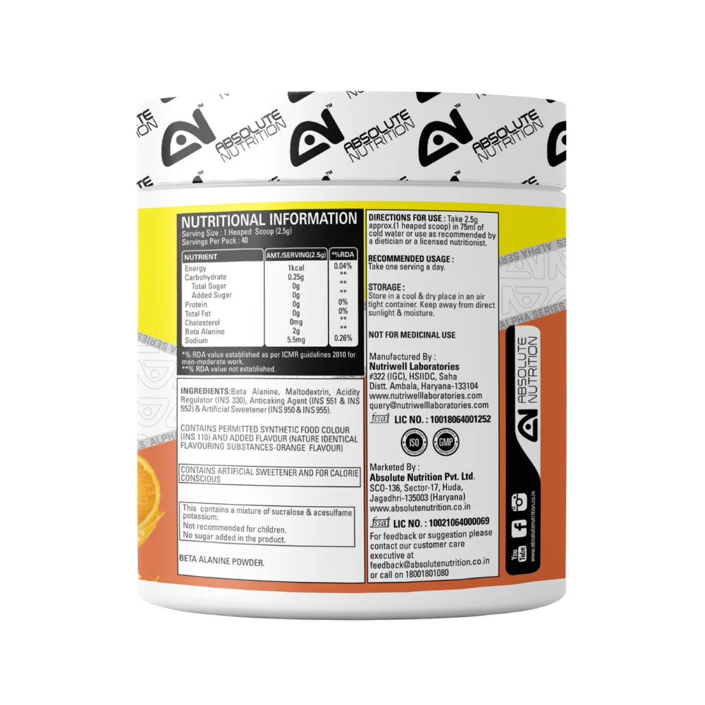 Absolute Nutrition Beta Alanine Ingredients