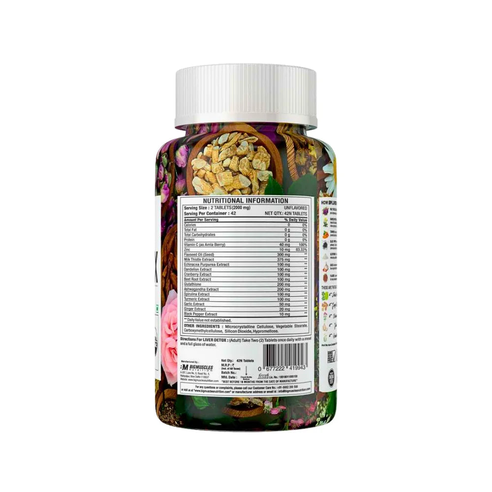 Big Muscles Liver Detox Nutritional Information