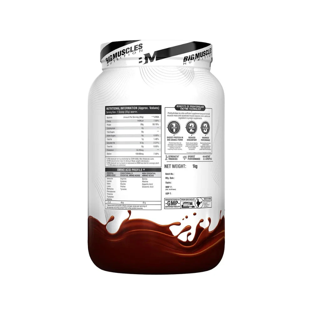 Big Muscles Zero 100% Whey Isolate 1Kg, Nutritional Information