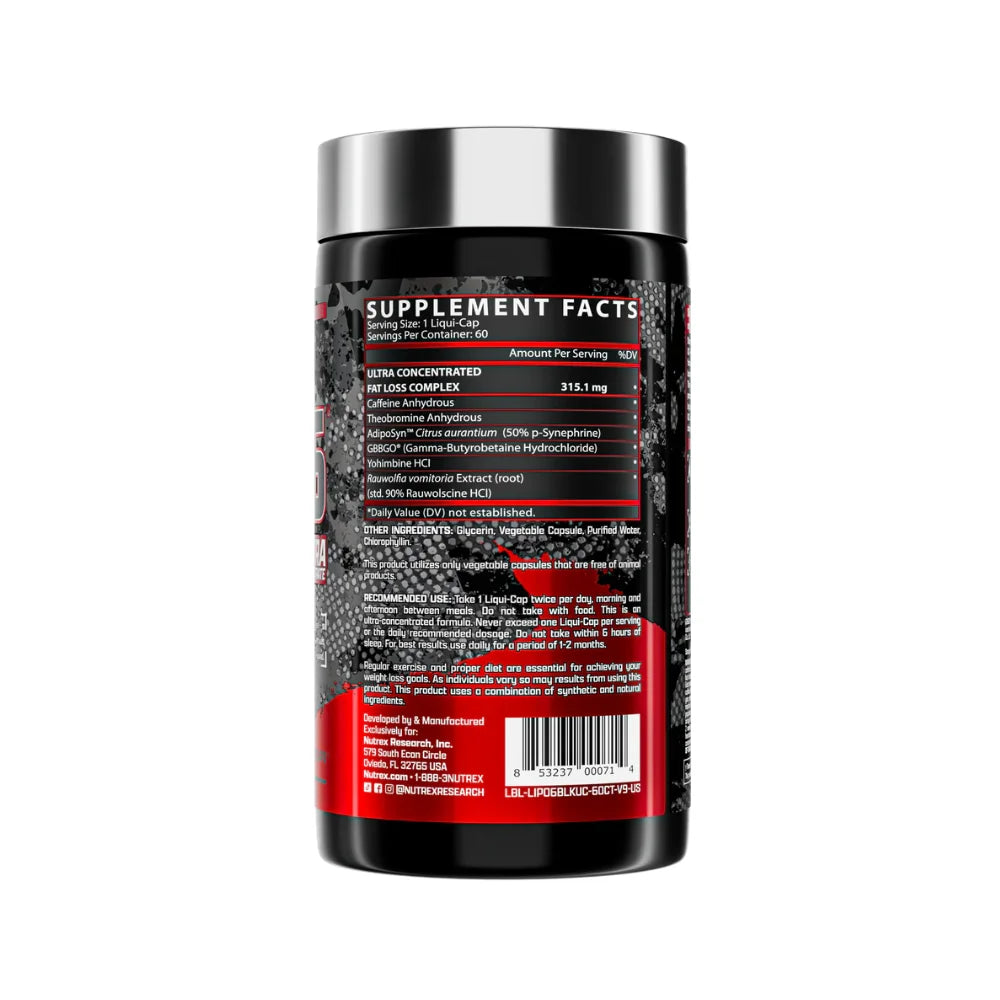 Nutrex Research Lipo 6 Black, Supplement Facts