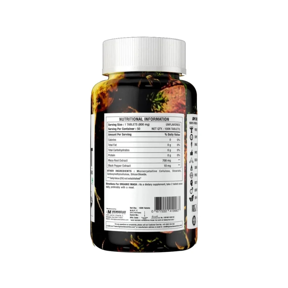 Big Muscles Maca Root Tablets Nutritional Information