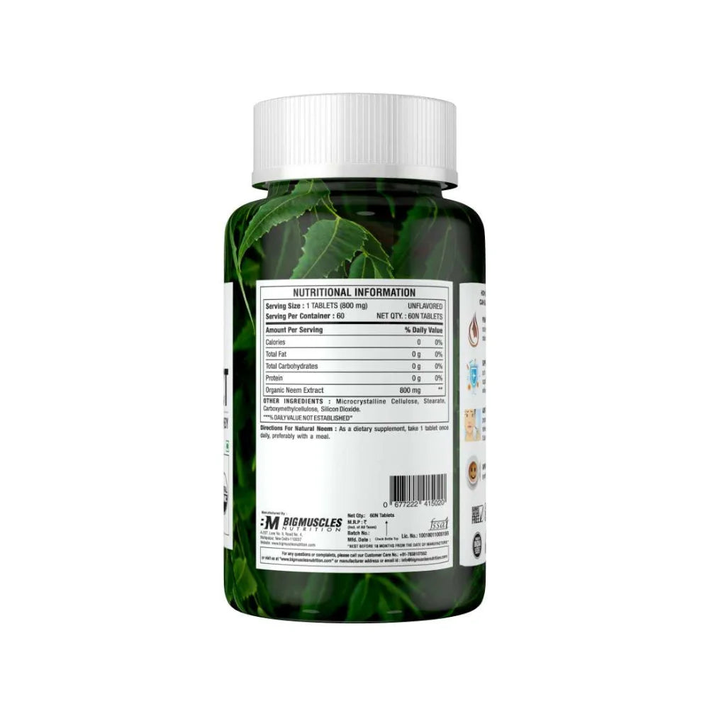 Big Muscles Natural Neem Extract Nutritional Information