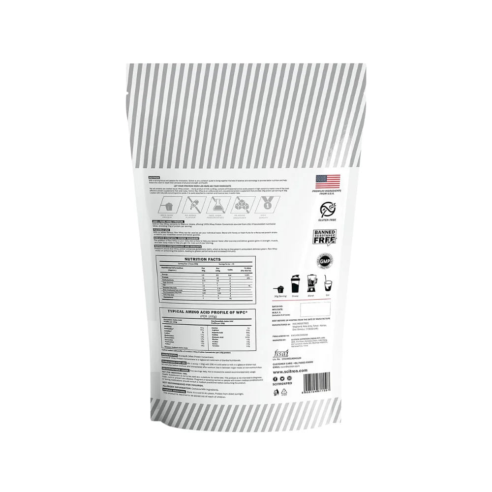 Scitron Raw Whey 100% Whey Proten Concentrate Nutrition Facts