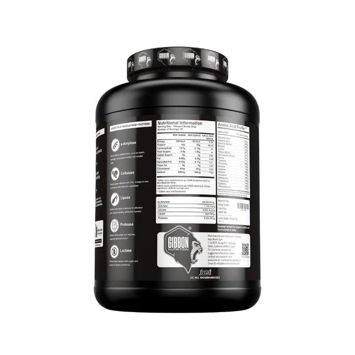 Gibbon Muscle Whey Protein Nutritional Information