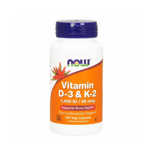 NOW Foods Vitamin D-3 & K-2 120 Veg Capsules