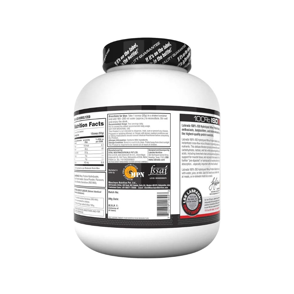 Labrada 100% ISO Hydrolyzed Whey Protein Isolate 1Kg, Ingredients