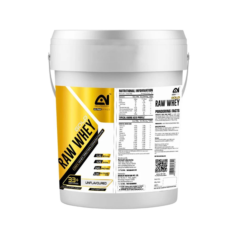 absolute nutrition gold raw whey nutritional information