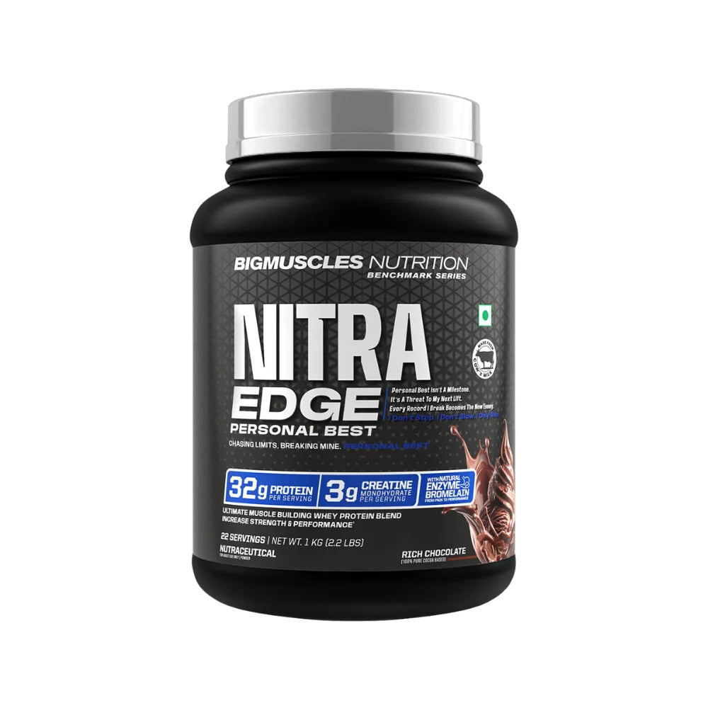 big muscles nitra edge whey protein rich chocolate 1kg