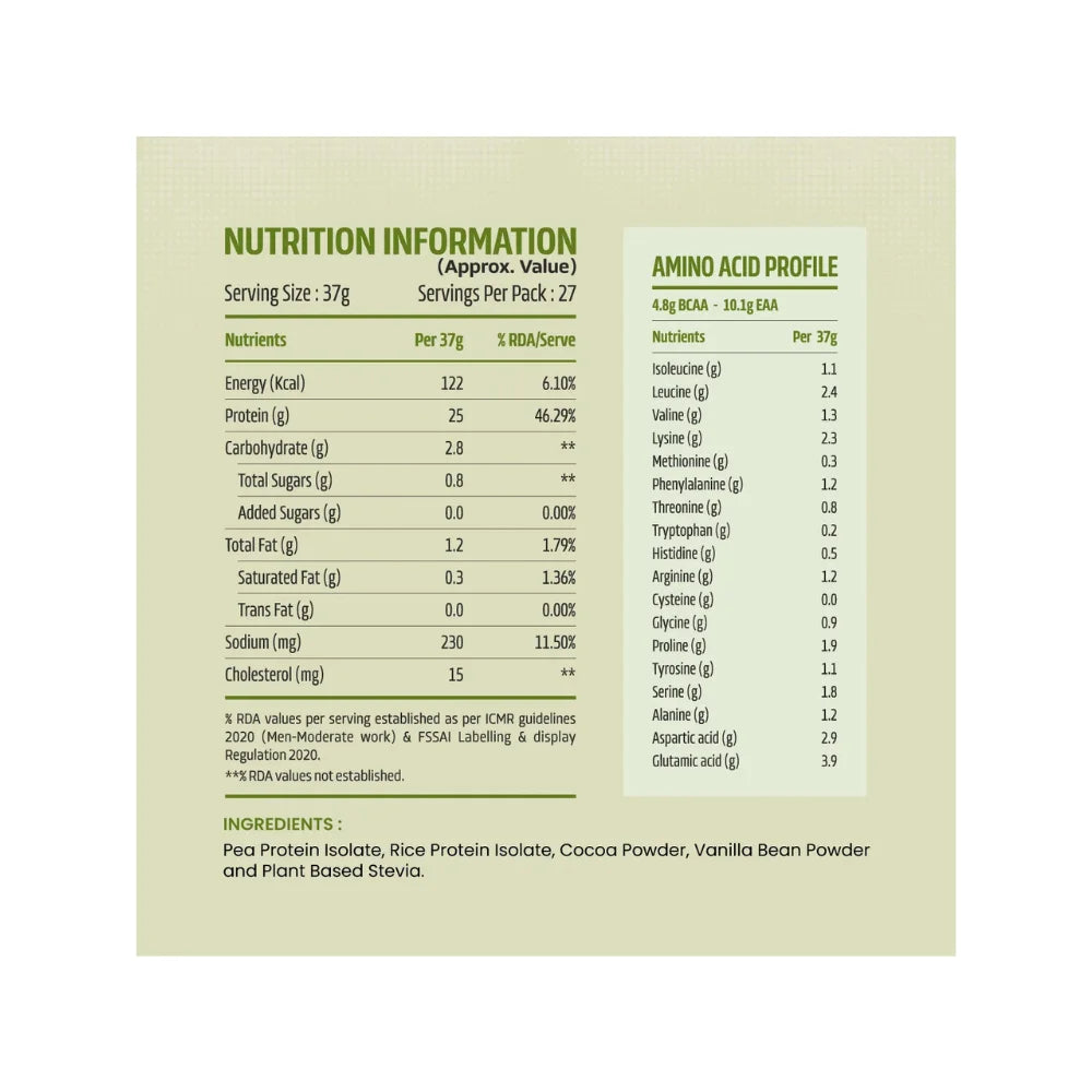big muscles plant protein belgian chocolate 1kg nutritional information