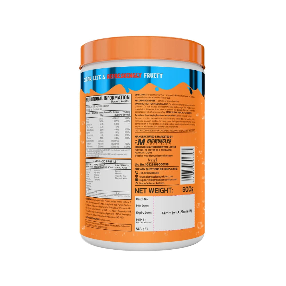 big muscles fizzy whey nutritional facts
