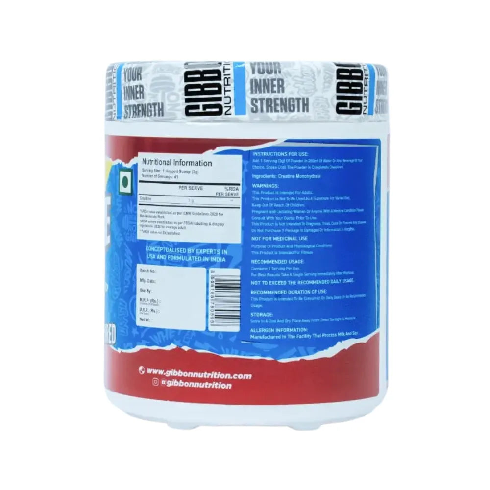 gibbon creatine 250g flavoured nutritional information
