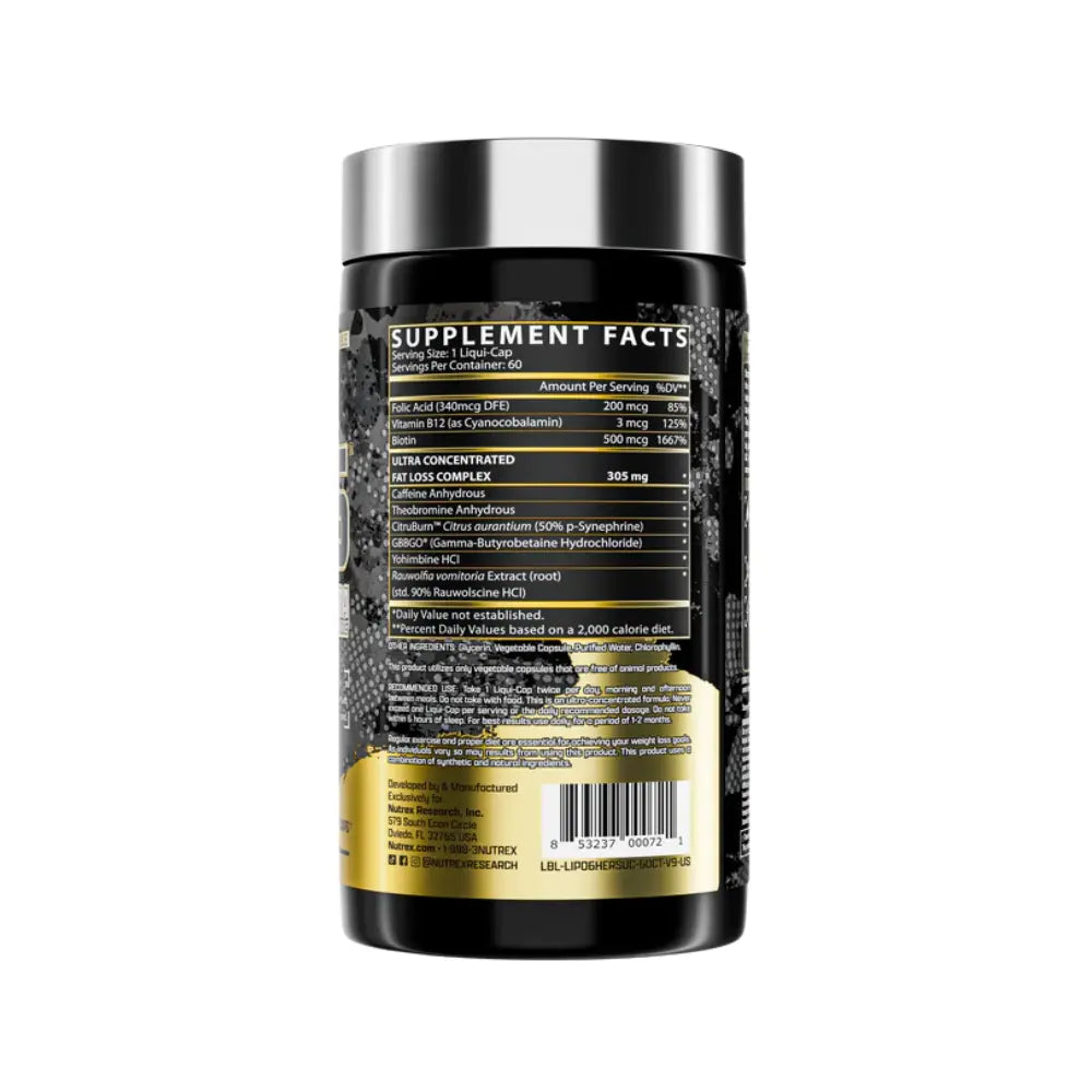 nutrex lipo6 hers ultra concentrate 60 capsules supplement facts