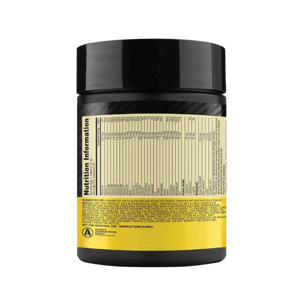 optimum nutrition multivitamin 60 tablets nutritional information