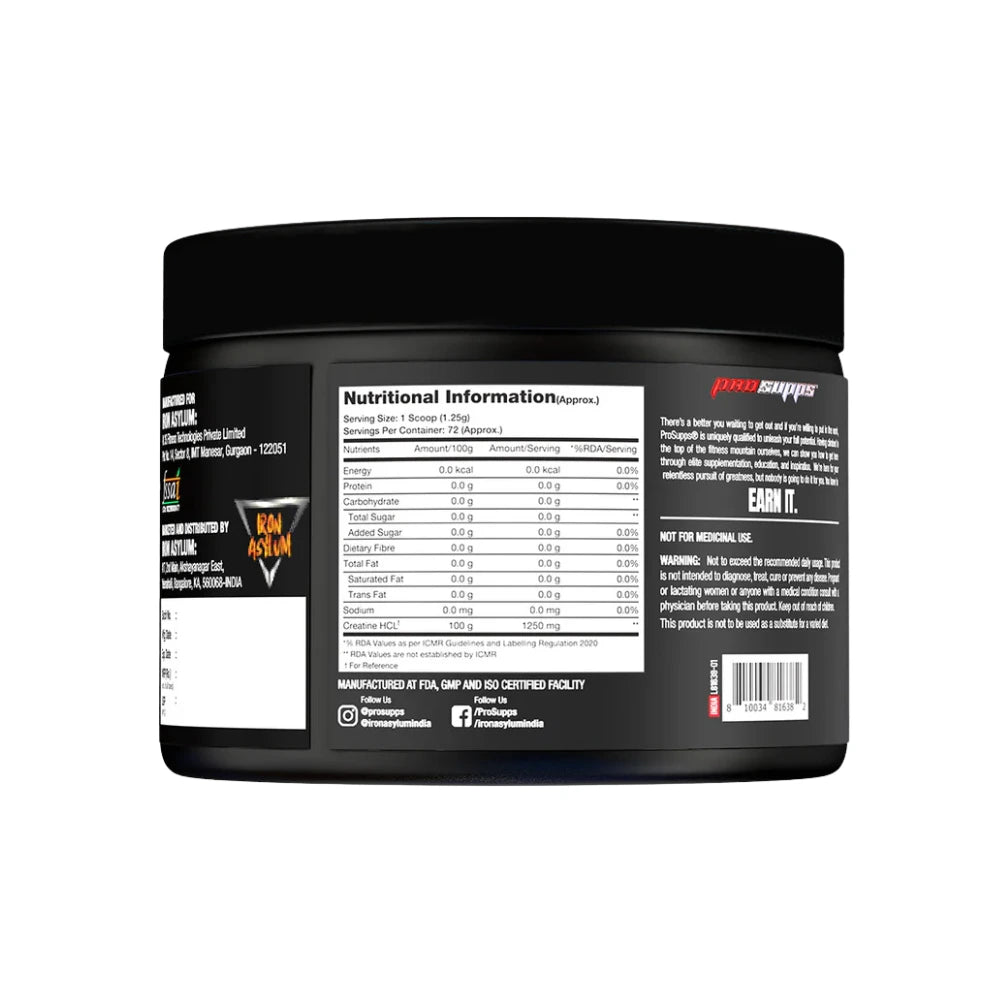 prosupps creatine hcl nutritional facts