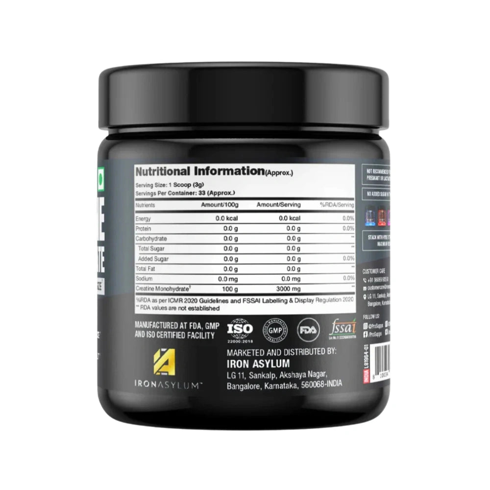 prosupps creatine monohydrate 100g unflavoured nutritional facts