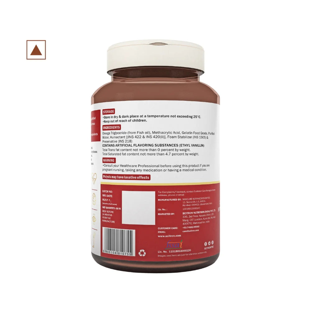 Scitron Triple Strength Omega-3 Fish Oil 60 SoftGels 