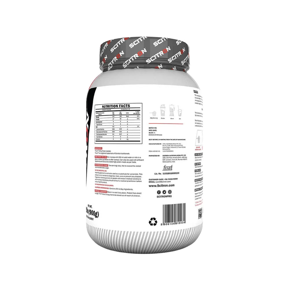 Scitron RAW ISO Whey Protein Isolate Nutrition Facts 