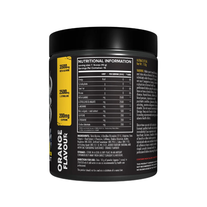 YourWhey Fireball Extreme Pre-Workout, 15 Servings, Nutritional Information 