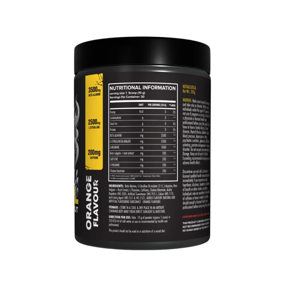 YourWhey Fireball Extreme Pre-Workout, 30 Servings, Nutritional Information 