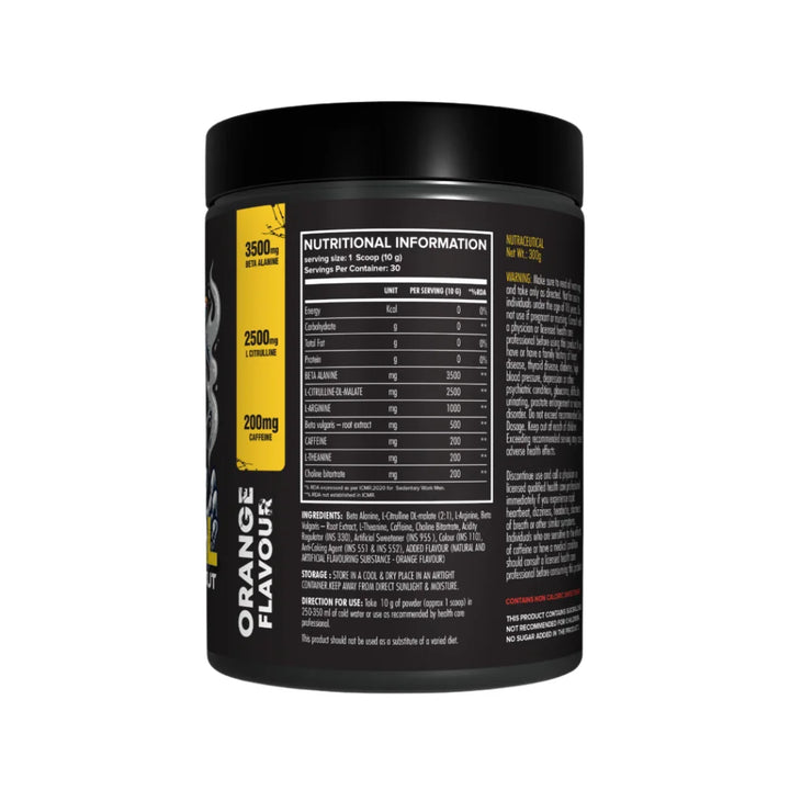 YourWhey Fireball Extreme Pre-Workout, 30 Servings, Nutritional Information 