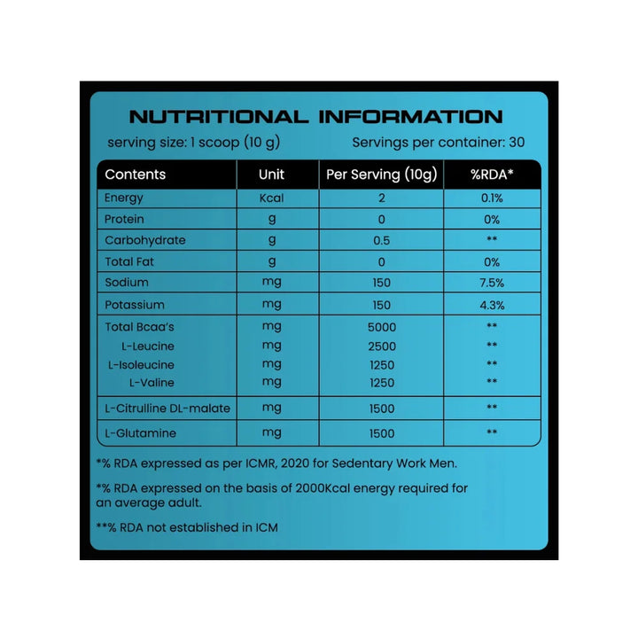 YourWhey BCAA, 300g, Nutritional Information