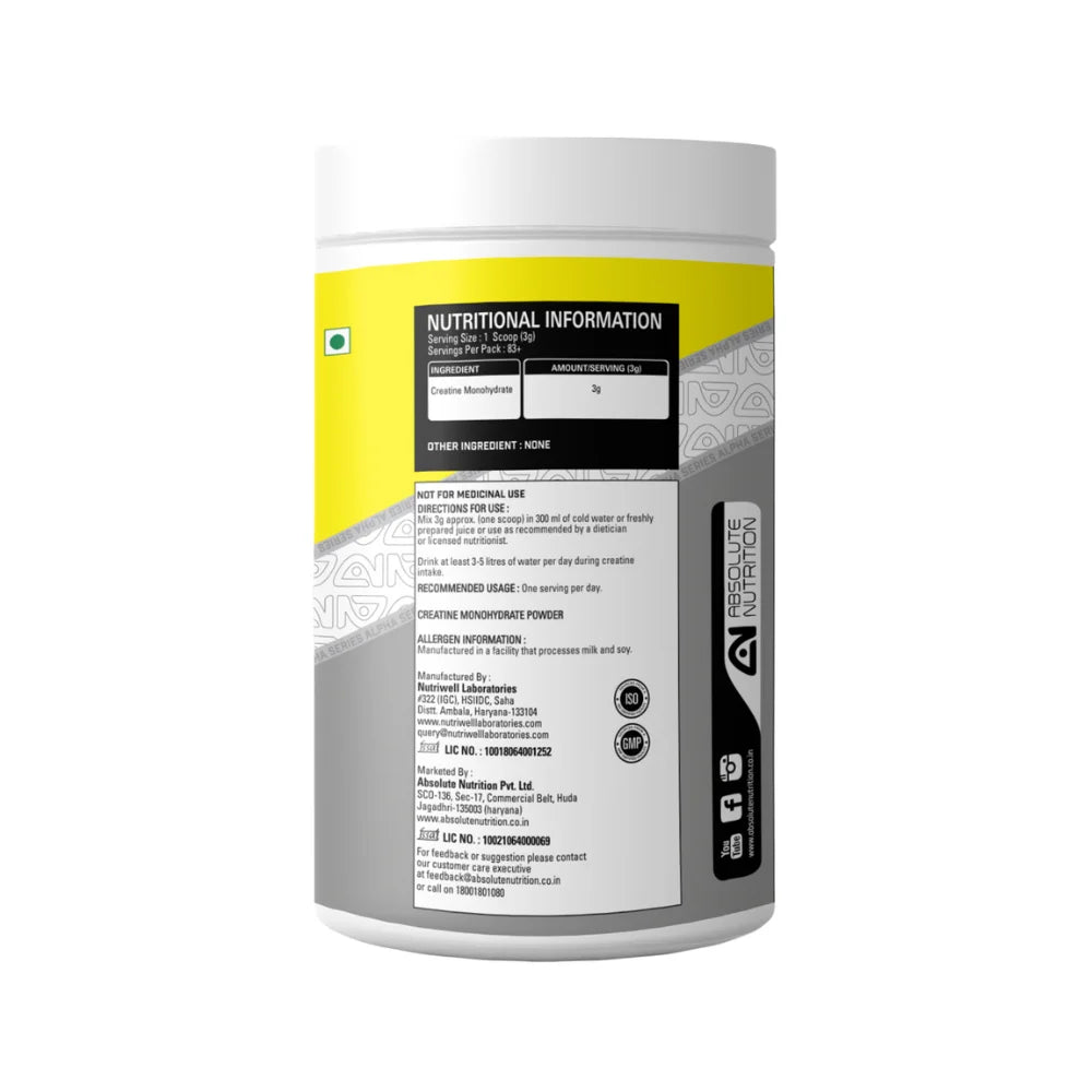 Absolute Nutrition Creatine Instruction