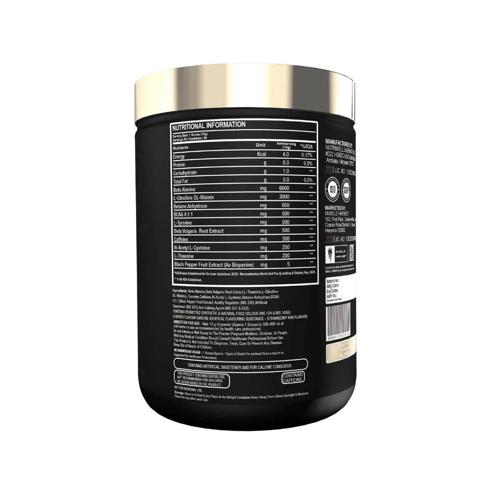 Muscle Harvest Shark Pre Workout Ingredients