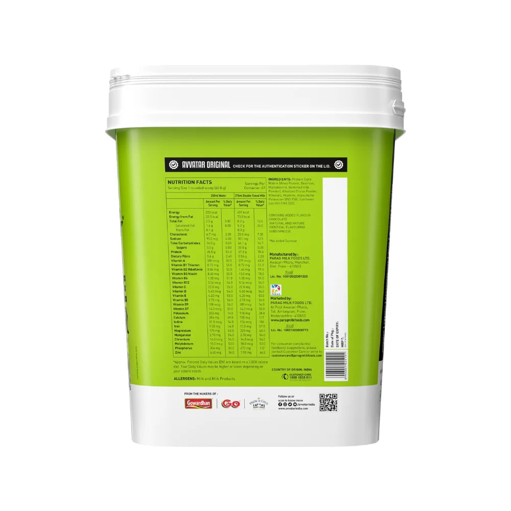 Avvatar Muscle Gainer 4Kg, Nutrition Facts