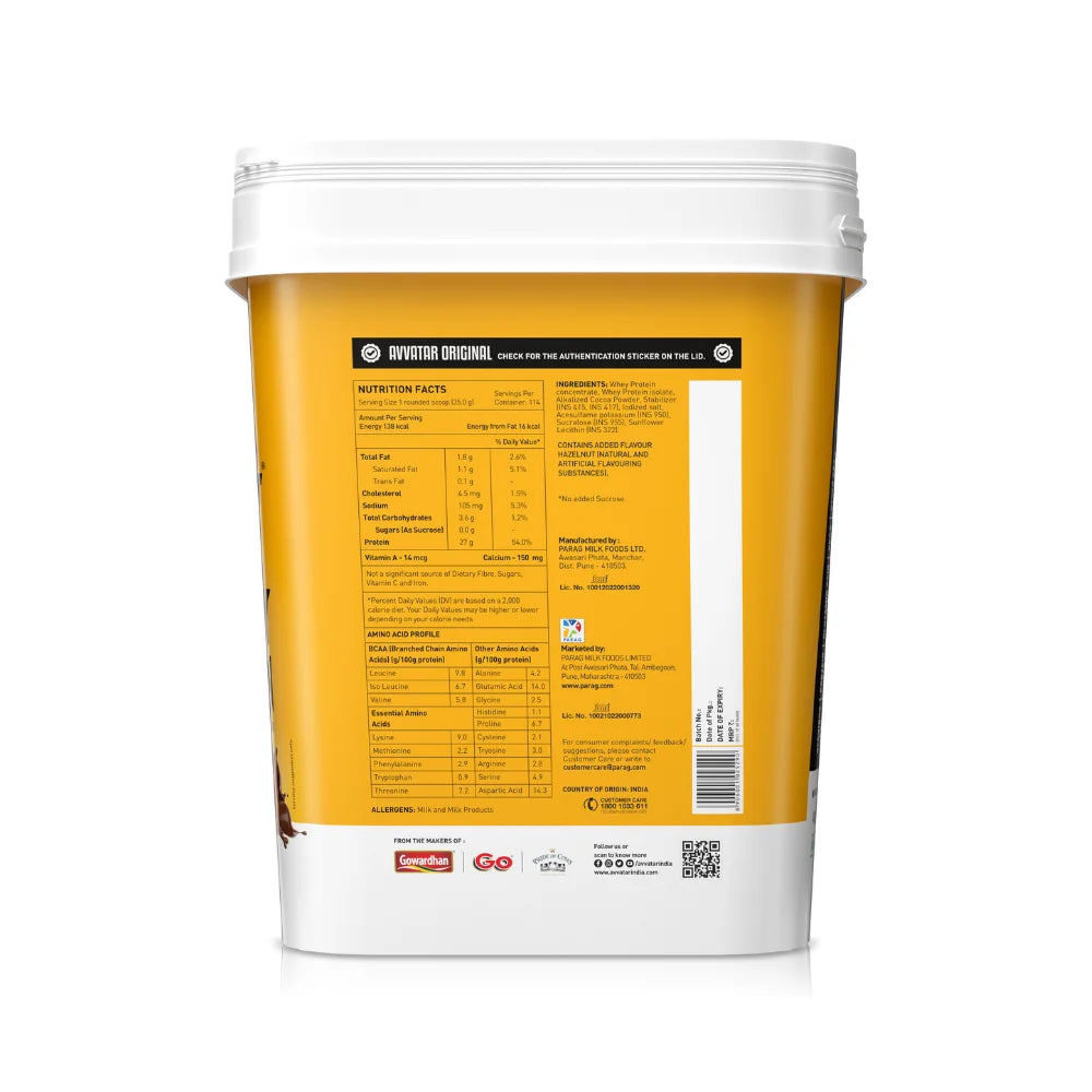 Avvatar Whey Protein 4Kg, Nutrition Facts