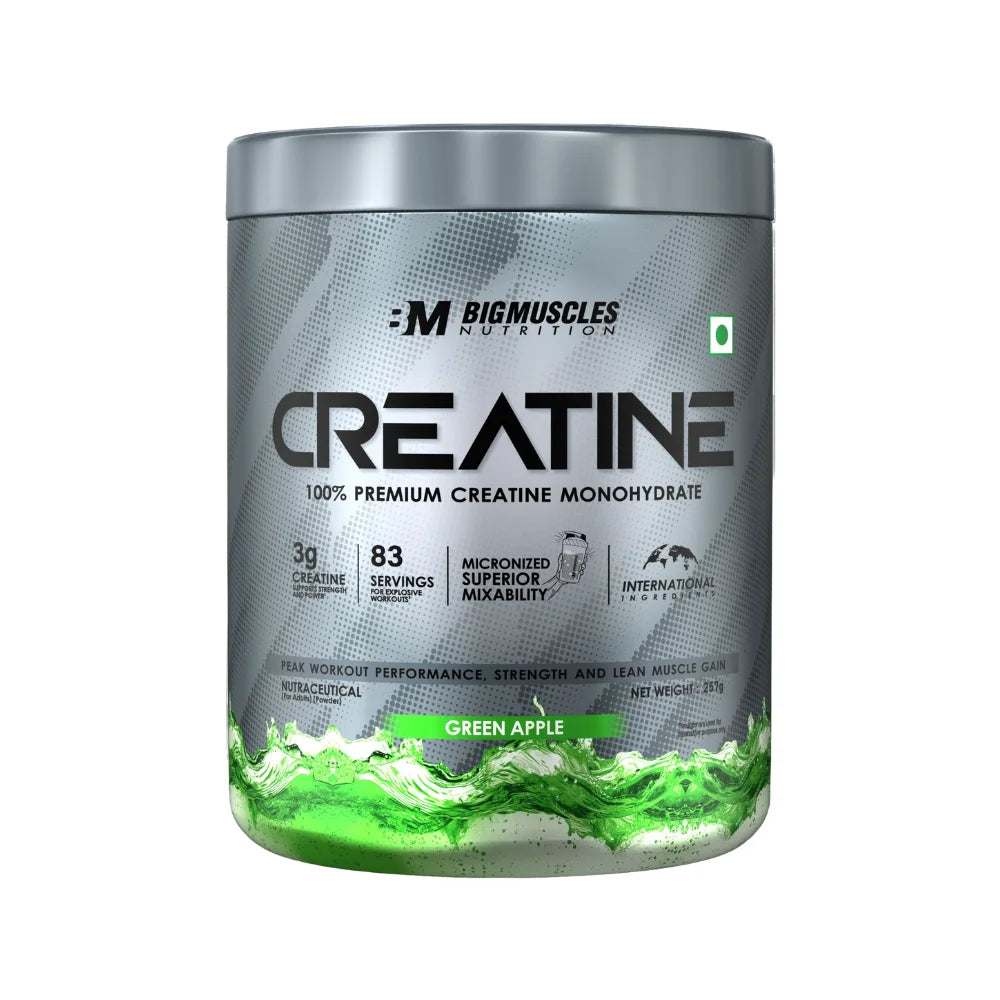 Big Muscles Creatine Powder, 257g, Green Apple 