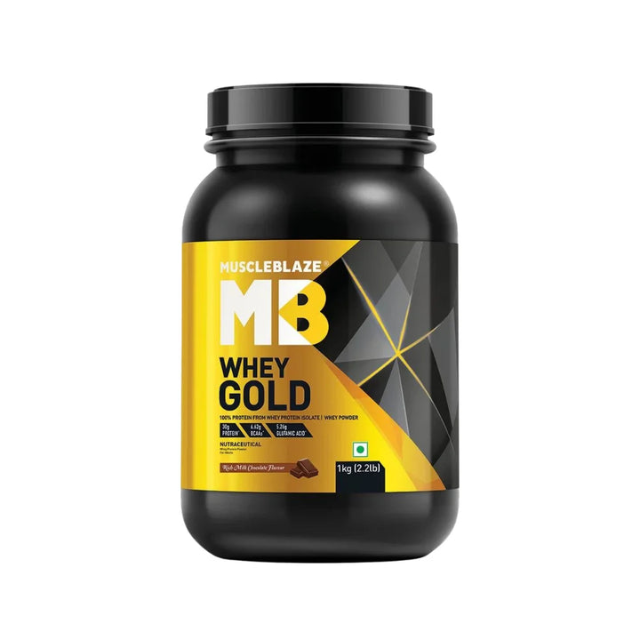 MuscleBlaze Whey Gold Protein 1Kg, Rich Milk Chocolate