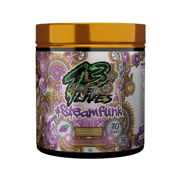 13 Lives Steamfunk Pre Workout, Black Grapes