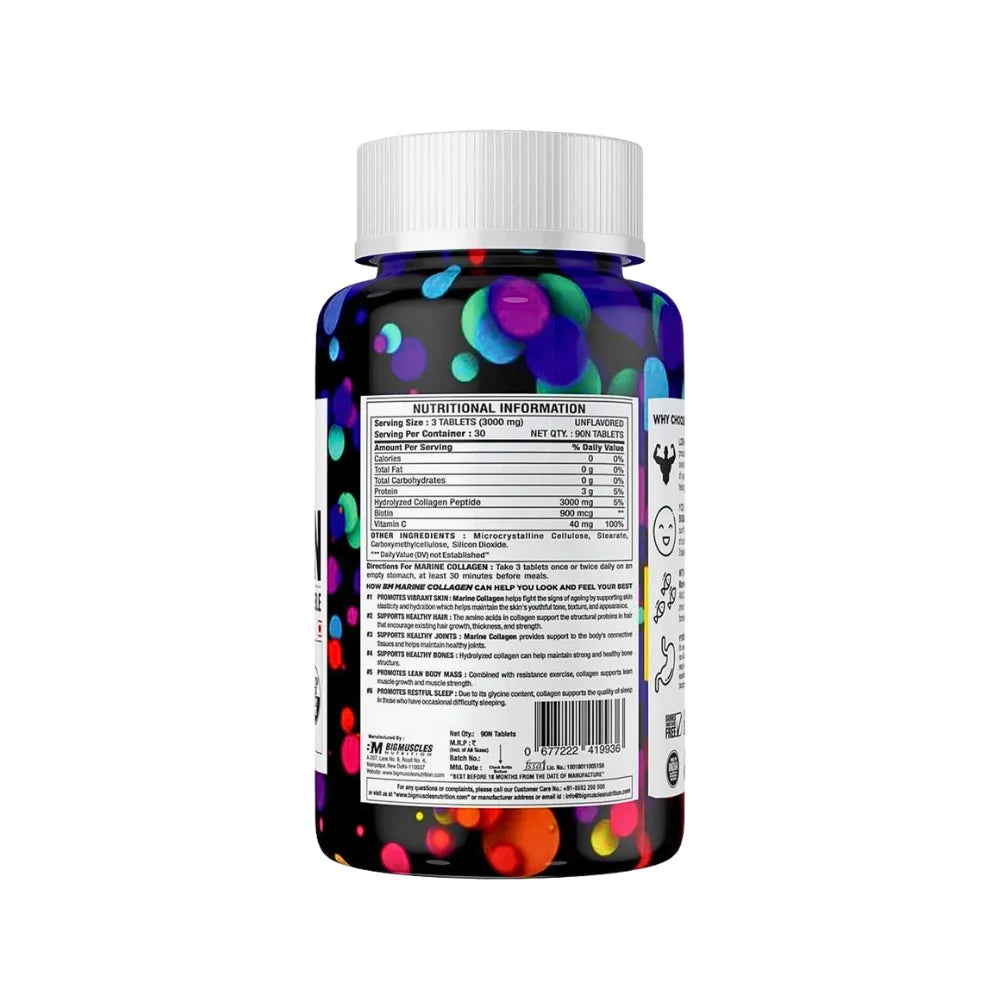 Big Muscles Marine Collagen 90 Tablets Nutritional Information 