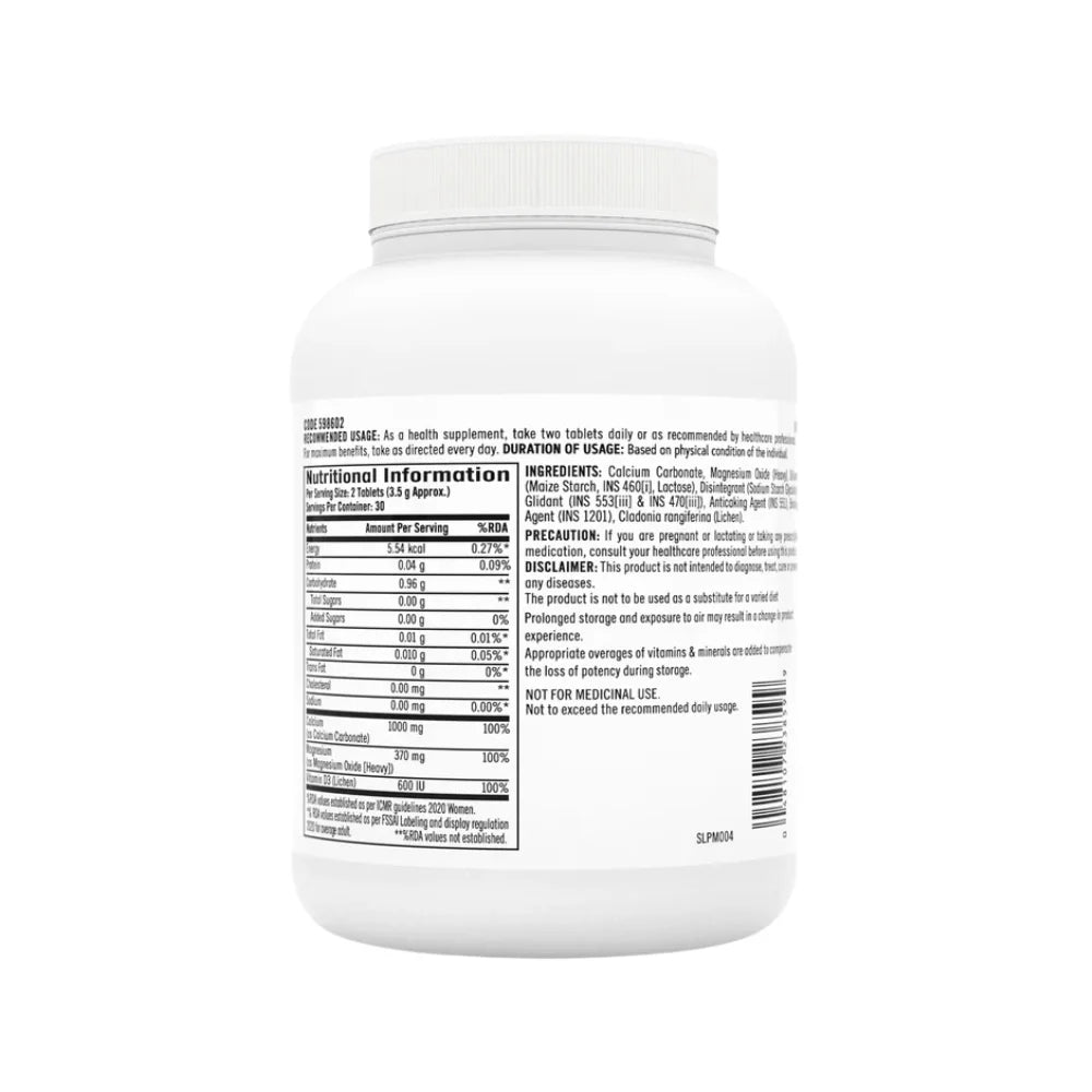 GNC Calcium Plus 1000mg, 60 Tablets, Nutritional Information