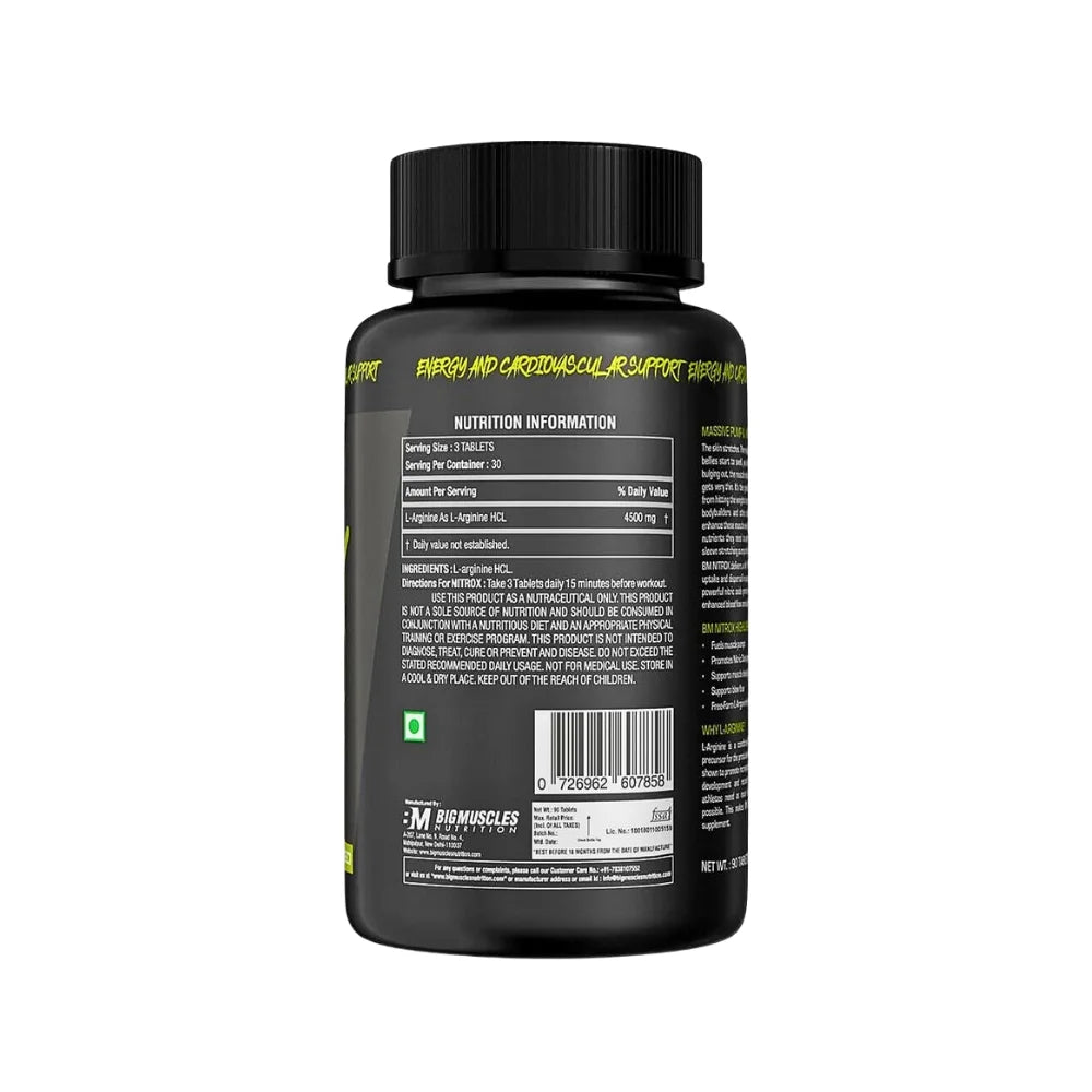 Big Muscles Nitrox Capsule Nutritional Information 