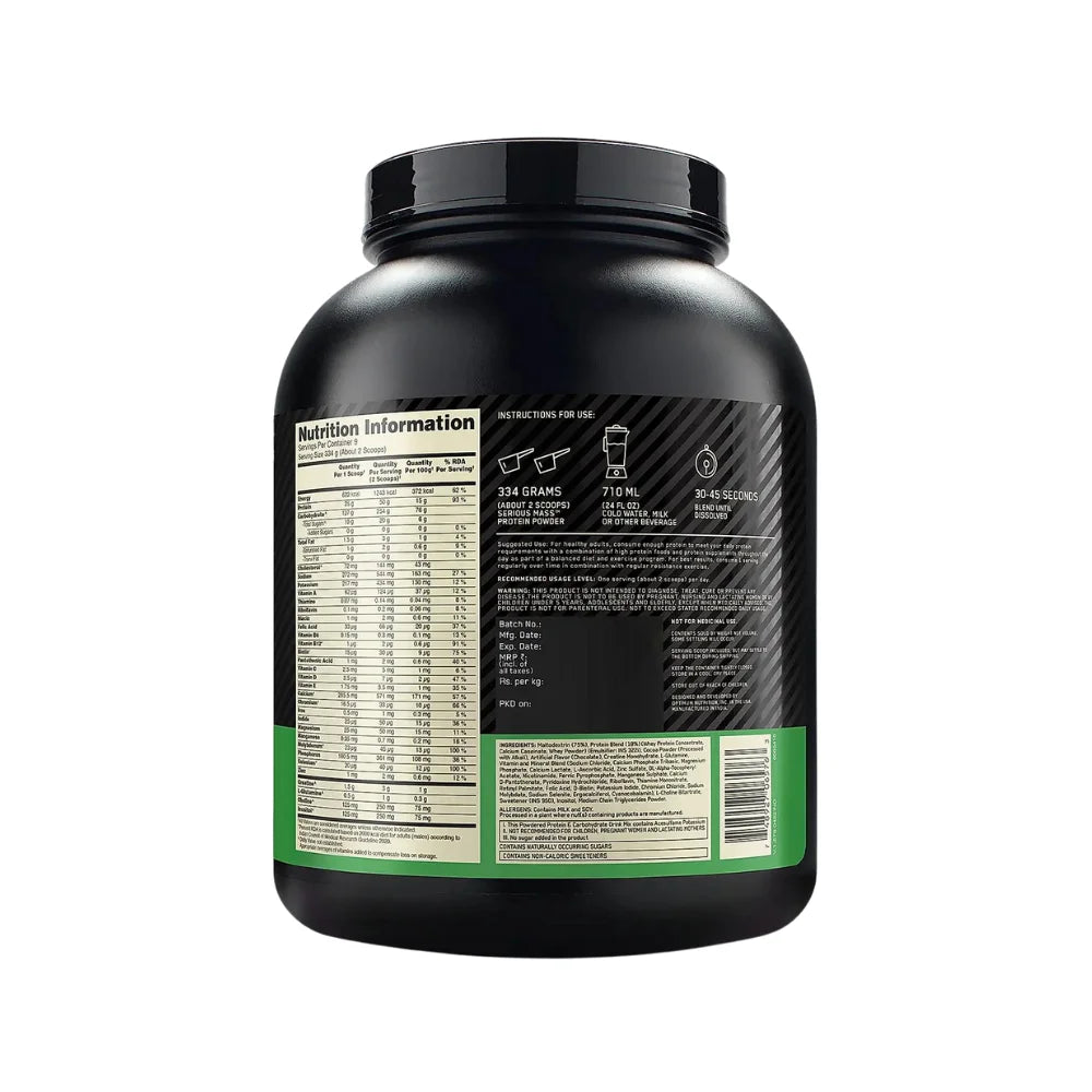 Optimum Nutrition Mass Gainer Nutrition Information