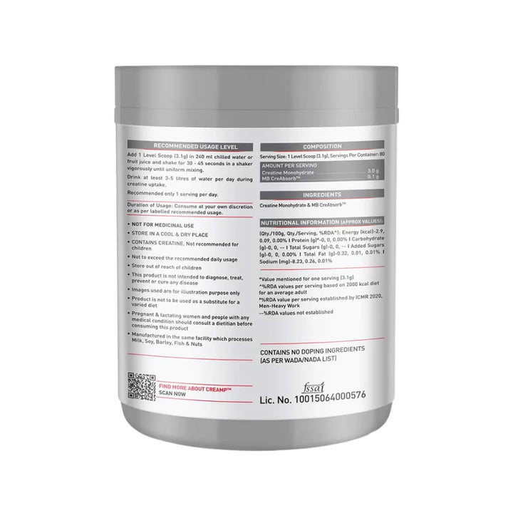 MuscleBlaze Creatine Monohydrate, Informations