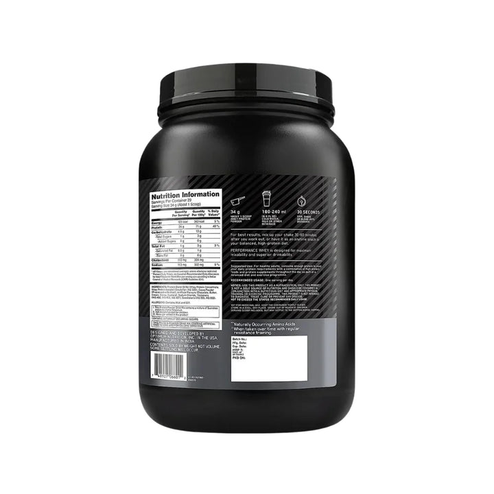 Optimum Nutrition Performance Whey Protein, Nutrition Information