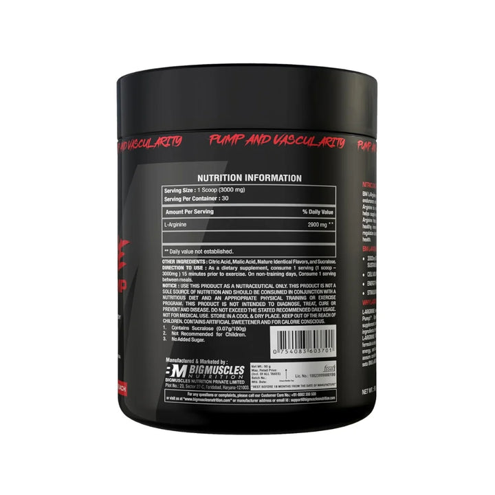 Big Muscles L-Arginine 90g, Nutrition Information