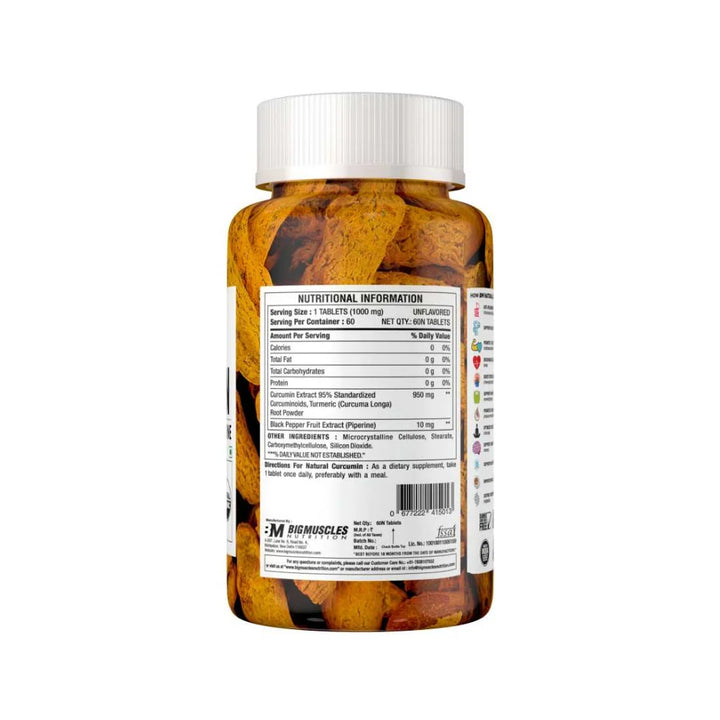 Big Muscles Natural Curcumin Tablets Nutritional Information