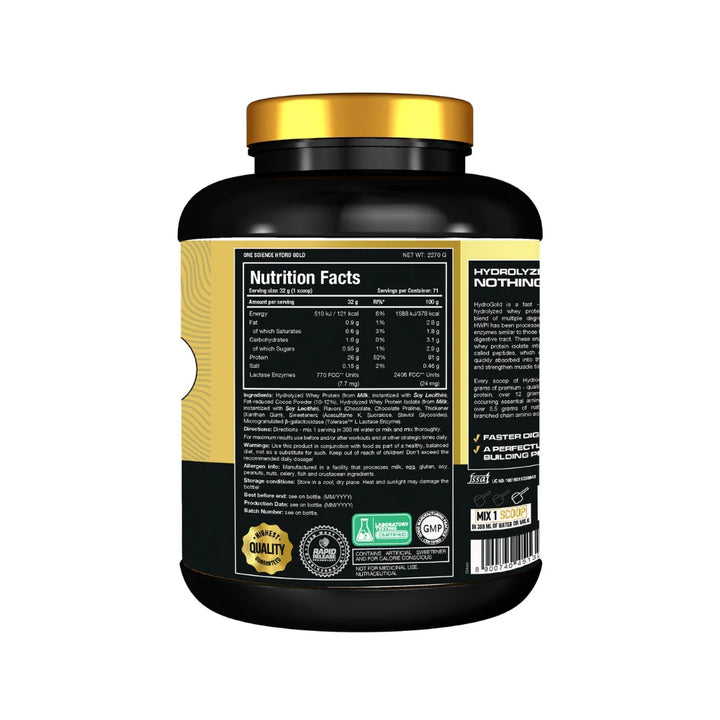 One Science Hydro Gold Hydrolyzed 5 Lb Nutrition Facts 