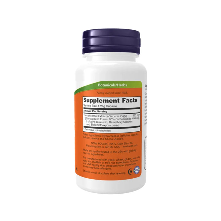 Now Foods Turmeric Curcumin Extract, Supplement Facts