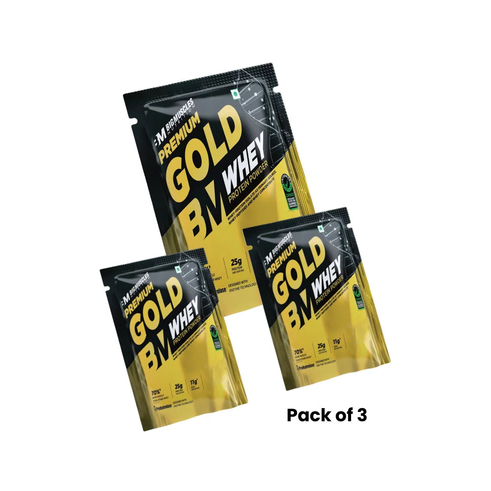Big Muscles Premium Gold Whey Protein Trial Pack (3 Sachets)