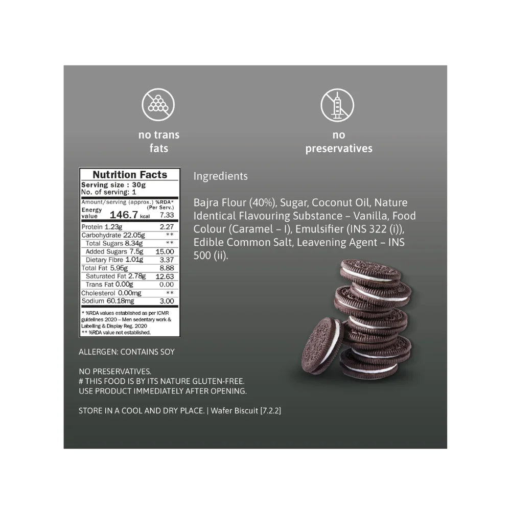 Phab Millet Wafers, Cookies & Creme, Nutrition Facts 