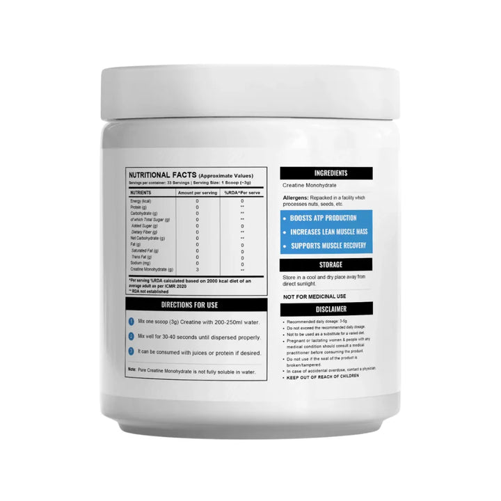 Wellcore Creatine Nutritional Facts 