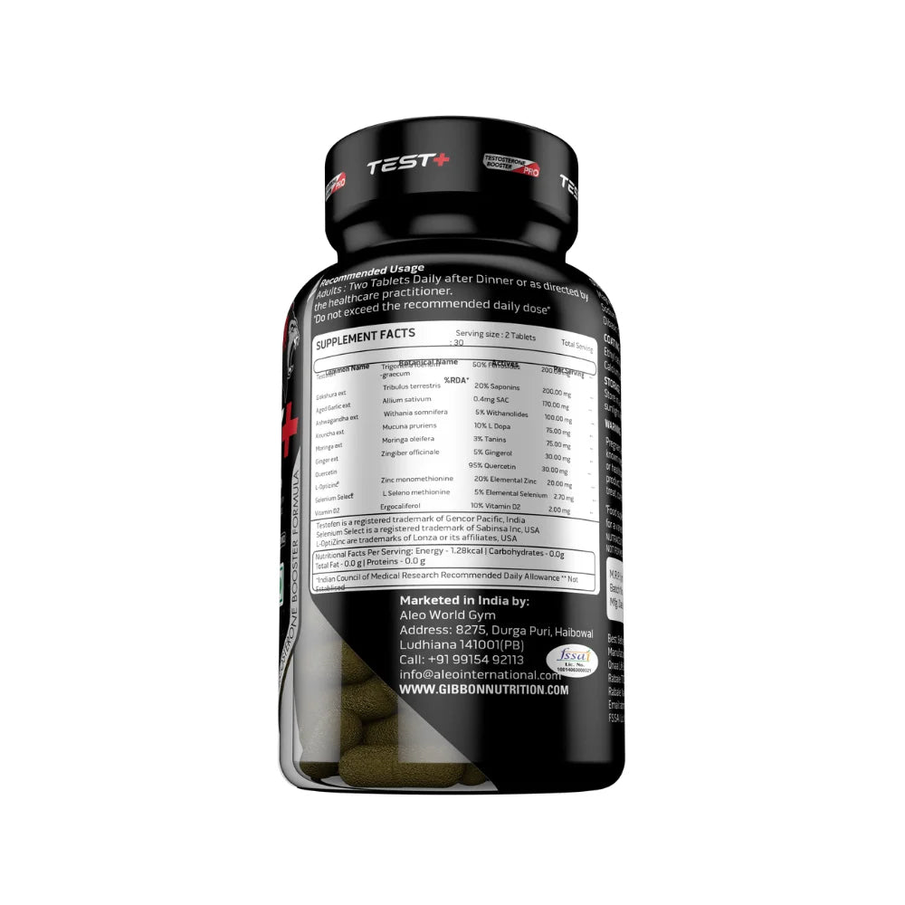 Gibbon Test+ Supplement Facts