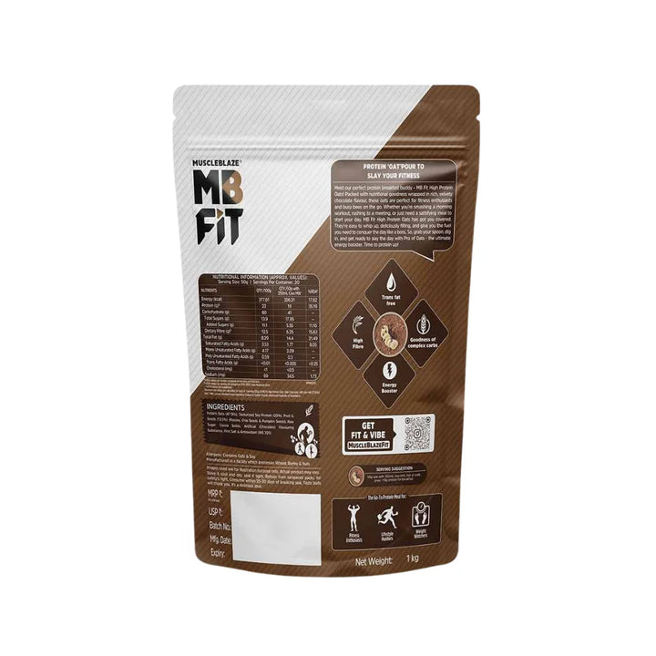 MuscleBlaze High Protein Oats 1 kg, Dark Chocolate Ingredients 