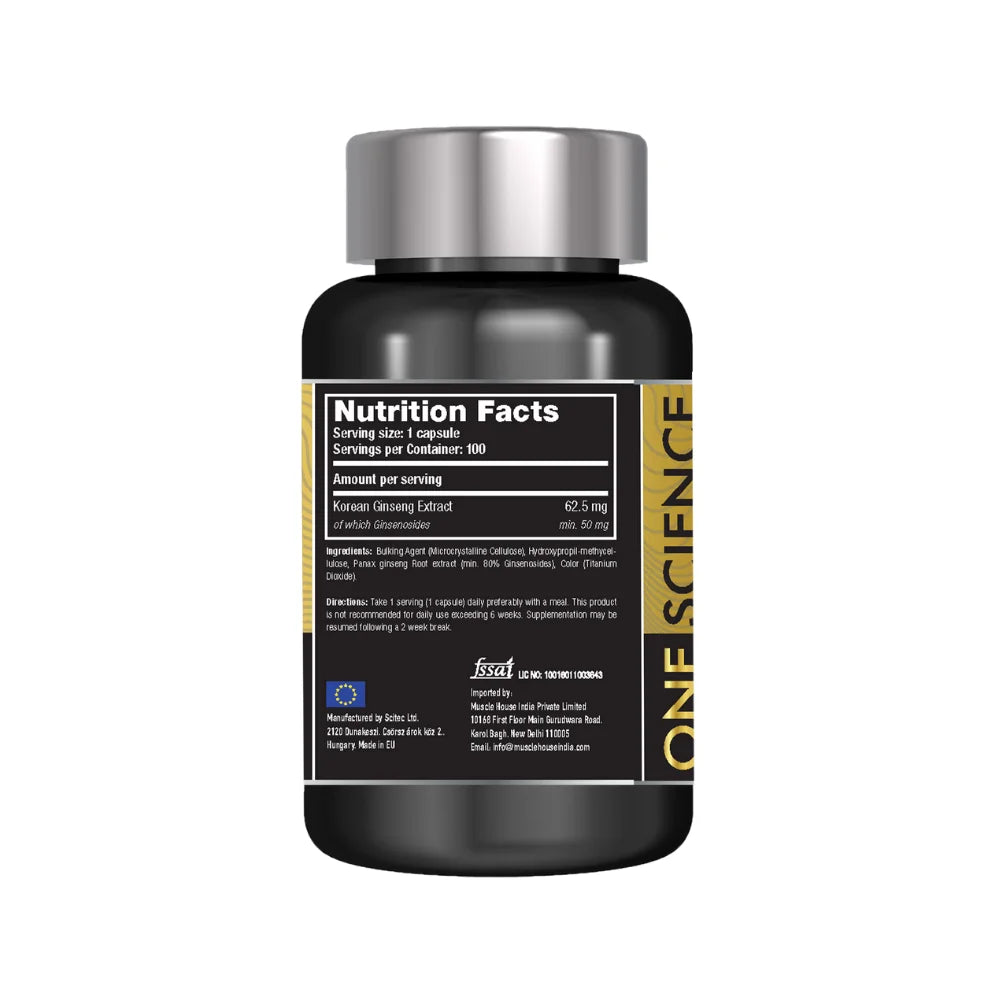 One Science Mega Ginseng 100 Capsules Nutrition Facts